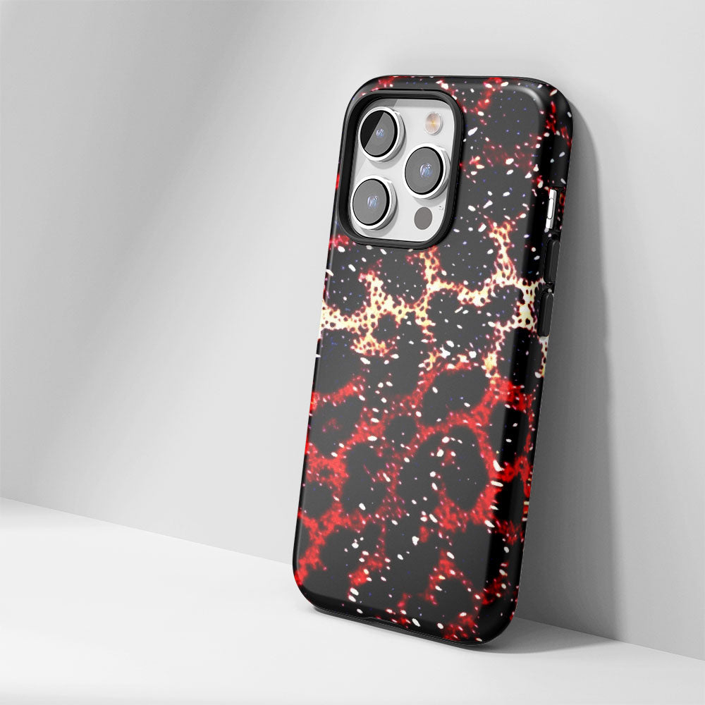 Double-Layer Semi-Handprinted Tough Matte Leopard Print iPhone Case
