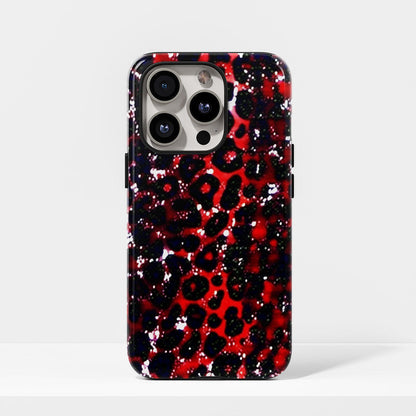 Double-Layer Semi-Handprinted Tough Matte Leopard Print iPhone Case