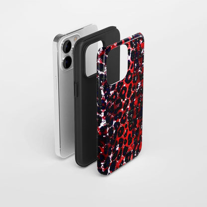 Double-Layer Semi-Handprinted Tough Matte Leopard Print iPhone Case
