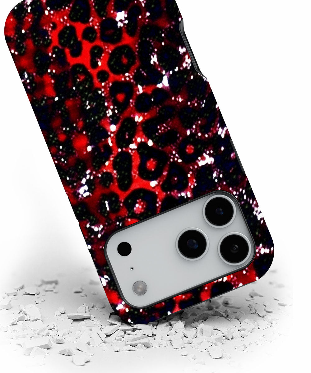 Double-Layer Semi-Handprinted Tough Matte Leopard Print iPhone Case