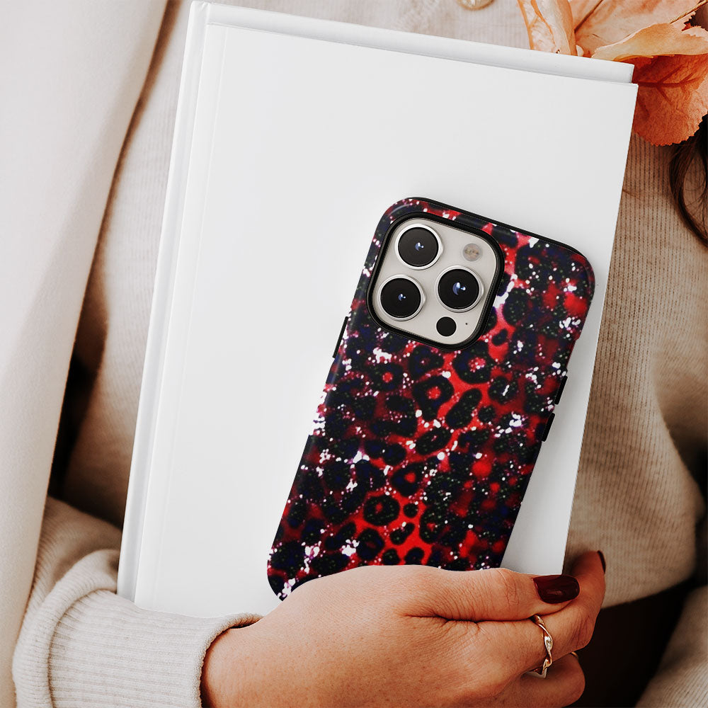 Double-Layer Semi-Handprinted Tough Matte Leopard Print iPhone Case