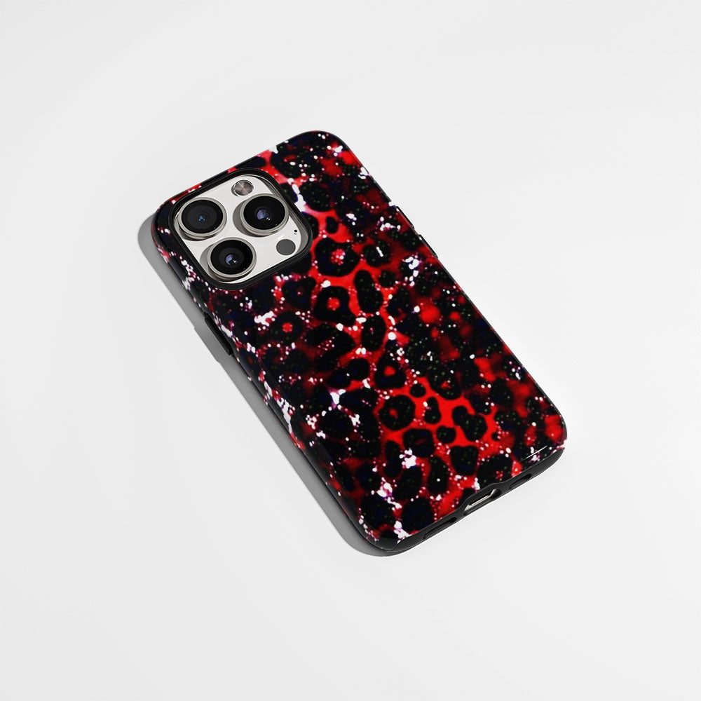 Double-Layer Semi-Handprinted Tough Matte Leopard Print iPhone Case