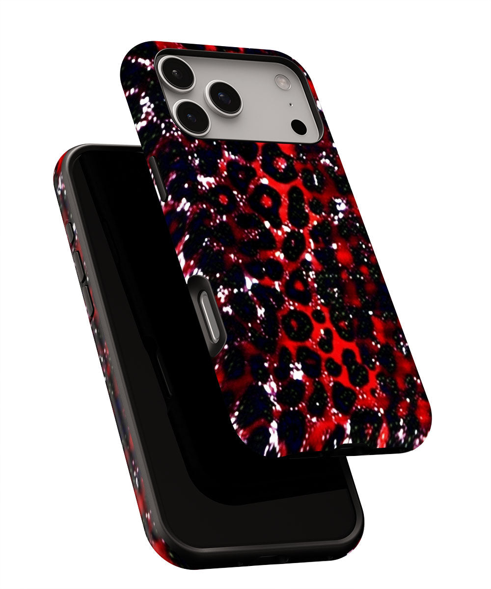 Double-Layer Semi-Handprinted Tough Matte Leopard Print iPhone Case