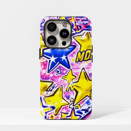 Double-Layer Semi-Handprinted Tough Matte Stars iPhone Case