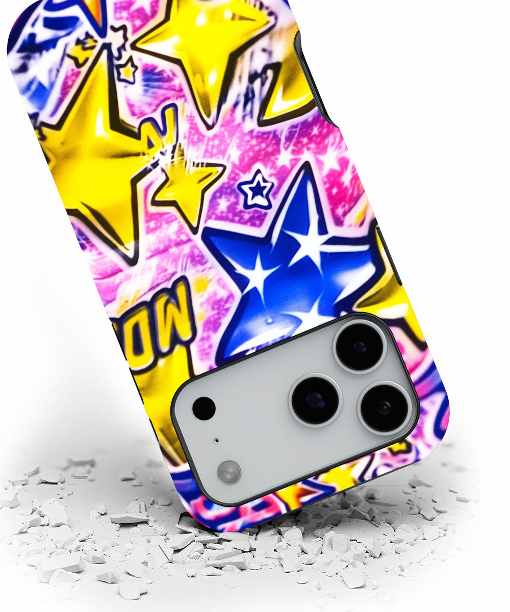 Double-Layer Semi-Handprinted Tough Matte Stars iPhone Case
