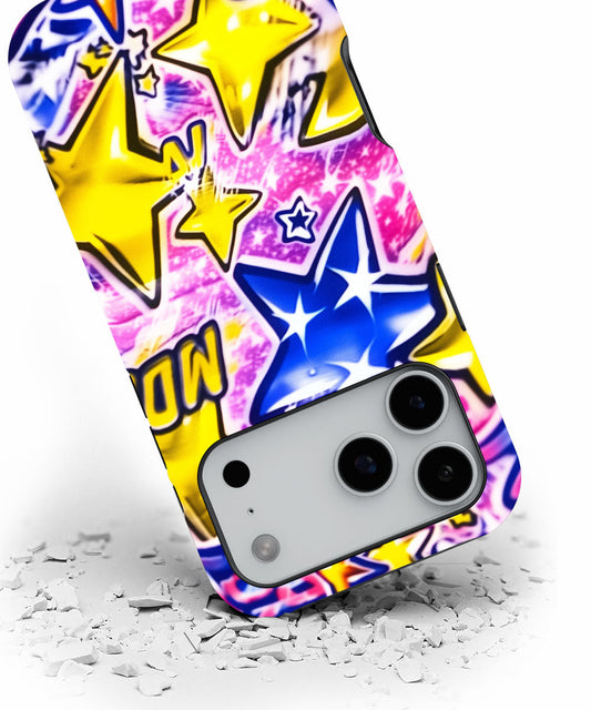 Double-Layer Semi-Handprinted Tough Matte Stars iPhone Case