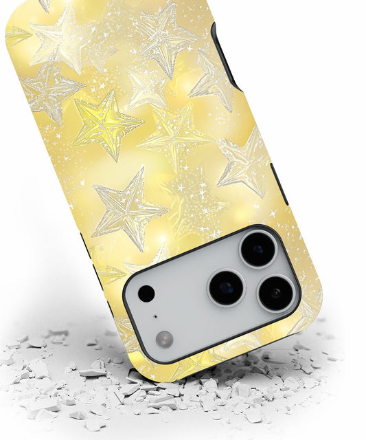 Double-Layer Semi-Handprinted Tough Matte Stars iPhone Case
