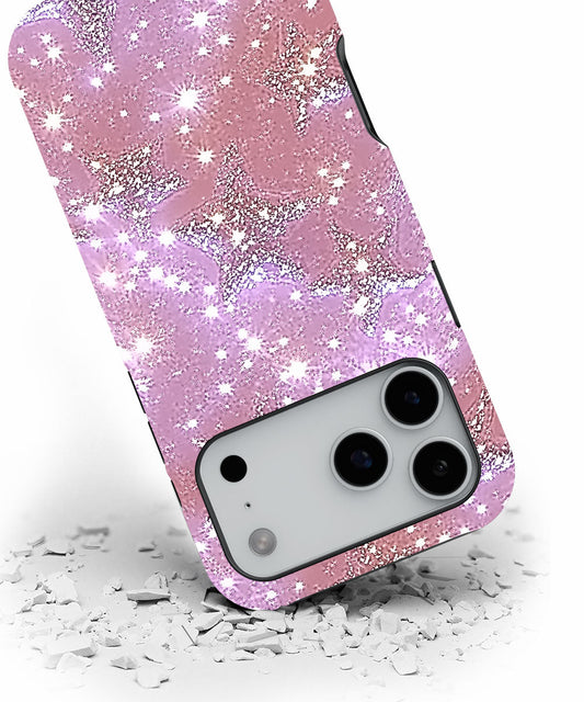 Double-Layer Semi-Handprinted Tough Matte Stars iPhone Case