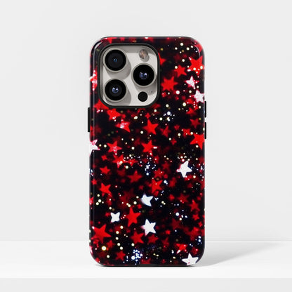 Double-Layer Semi-Handprinted Tough Matte Stars iPhone Case