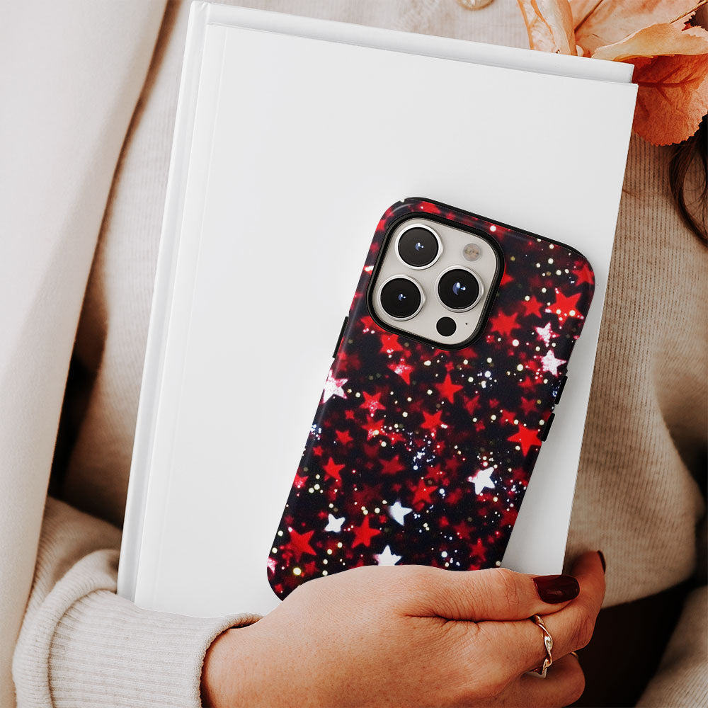 Double-Layer Semi-Handprinted Tough Matte Stars iPhone Case