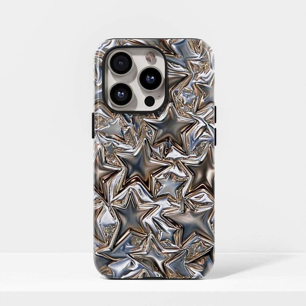 Double-Layer Semi-Handprinted Tough Matte Stars iPhone Case