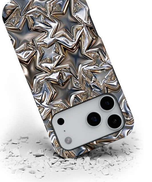 Double-Layer Semi-Handprinted Tough Matte Stars iPhone Case
