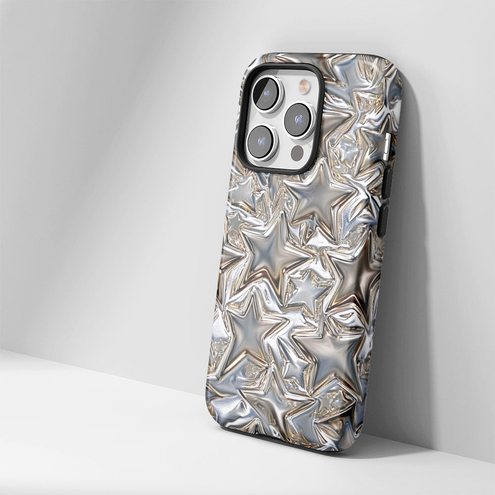 Double-Layer Semi-Handprinted Tough Matte Stars iPhone Case