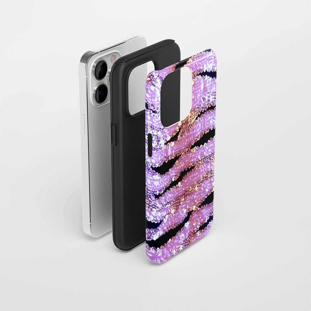 Double-Layer Semi-Handprinted Tough Matte Tiger Stripes iPhone Case