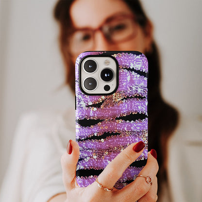 Double-Layer Semi-Handprinted Tough Matte Tiger Stripes iPhone Case
