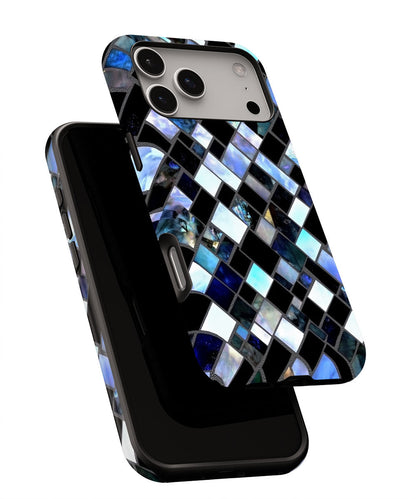Double-Layer Semi-Handprinted Tough Matte Checks iPhone Case