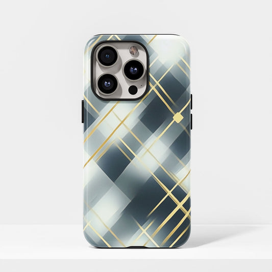 Double-Layer Semi-Handprinted Tough Matte Checks iPhone Case