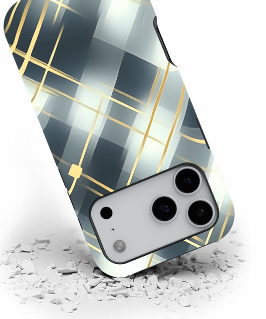 Double-Layer Semi-Handprinted Tough Matte Checks iPhone Case