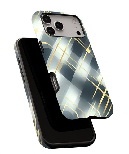 Double-Layer Semi-Handprinted Tough Matte Checks iPhone Case