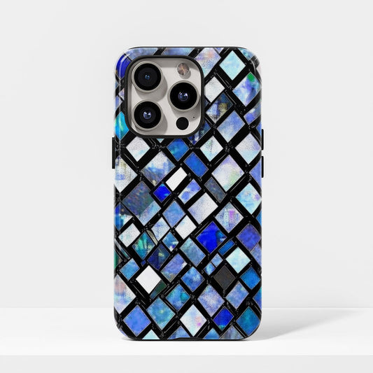 Double-Layer Semi-Handprinted Tough Matte Checks iPhone Case