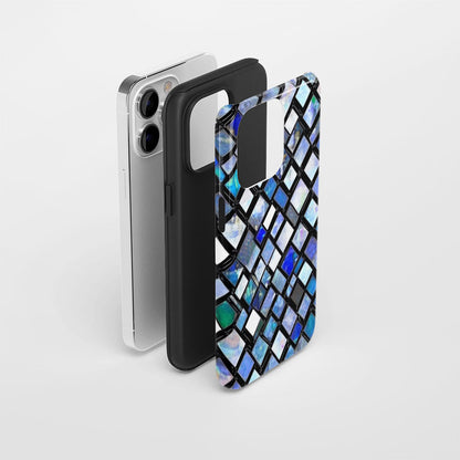 Double-Layer Semi-Handprinted Tough Matte Checks iPhone Case