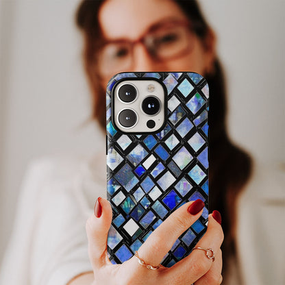 Double-Layer Semi-Handprinted Tough Matte Checks iPhone Case
