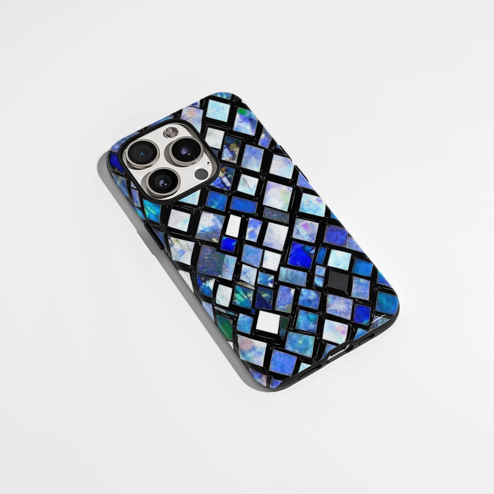 Double-Layer Semi-Handprinted Tough Matte Checks iPhone Case