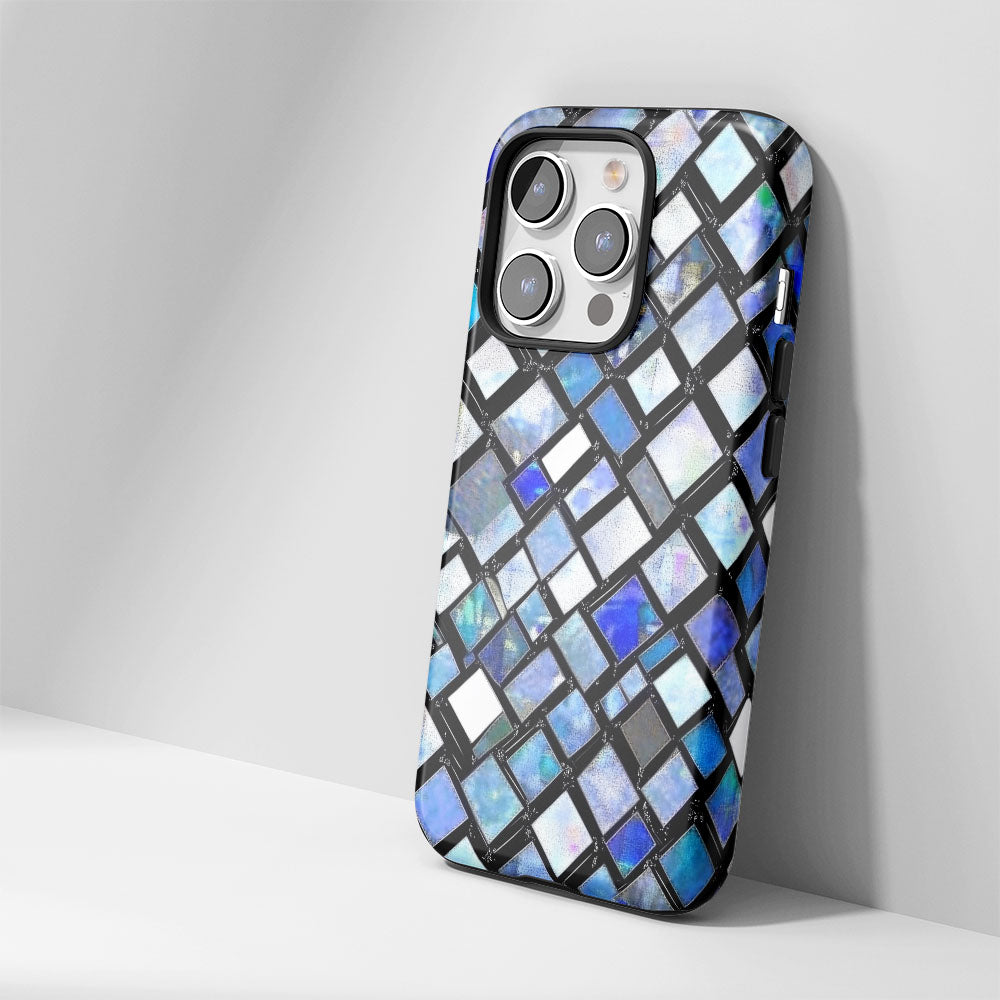 Double-Layer Semi-Handprinted Tough Matte Checks iPhone Case