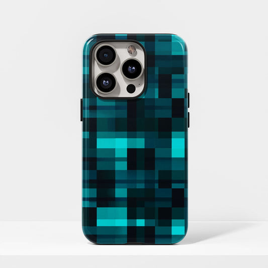 Double-Layer Semi-Handprinted Tough Matte Checks iPhone Case
