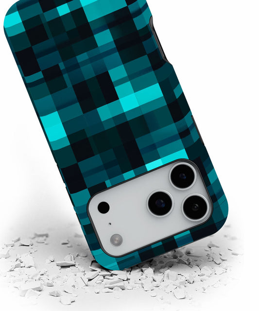 Double-Layer Semi-Handprinted Tough Matte Checks iPhone Case