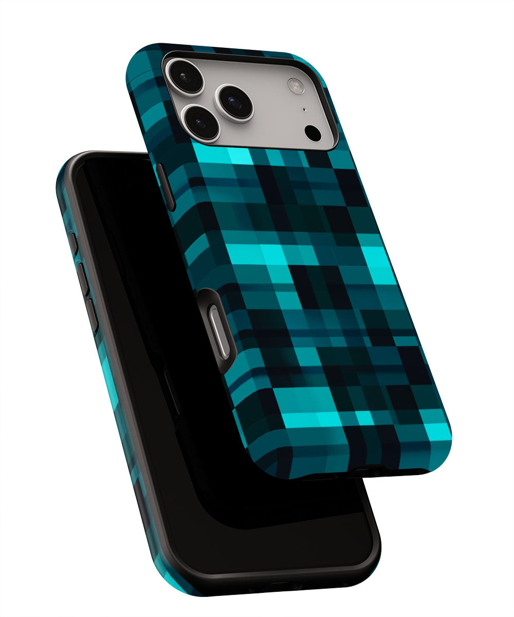 Double-Layer Semi-Handprinted Tough Matte Checks iPhone Case