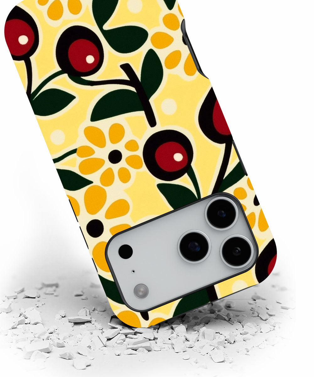Double-Layer Semi-Handprinted Tough Matte Cherries iPhone Case