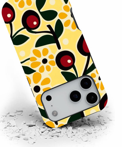Double-Layer Semi-Handprinted Tough Matte Cherries iPhone Case