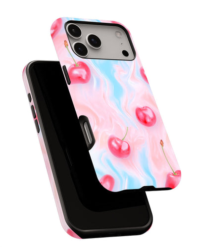 Double-Layer Semi-Handprinted Tough Matte Cherries iPhone Case