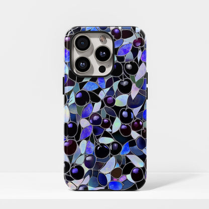 Double-Layer Semi-Handprinted Tough Matte Cherries iPhone Case