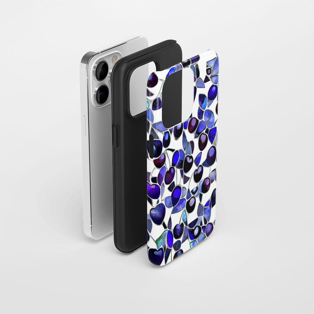 Double-Layer Semi-Handprinted Tough Matte Cherries iPhone Case