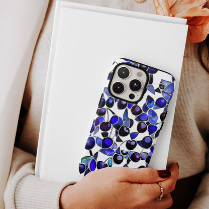 Double-Layer Semi-Handprinted Tough Matte Cherries iPhone Case