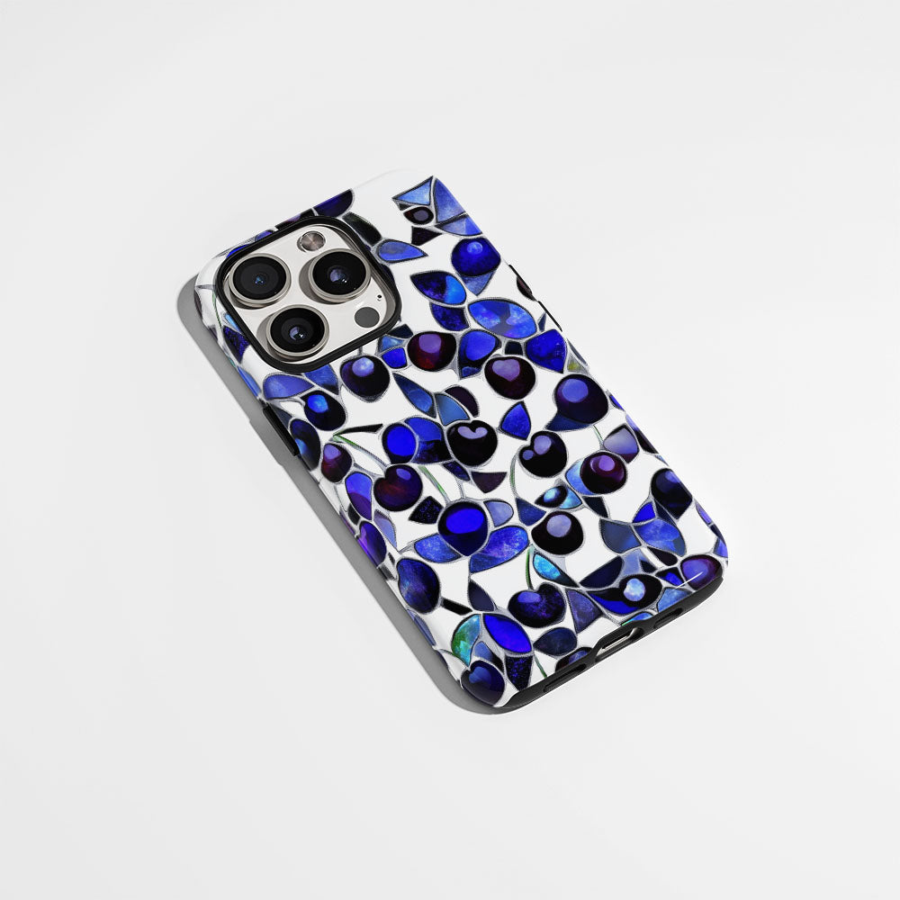 Double-Layer Semi-Handprinted Tough Matte Cherries iPhone Case