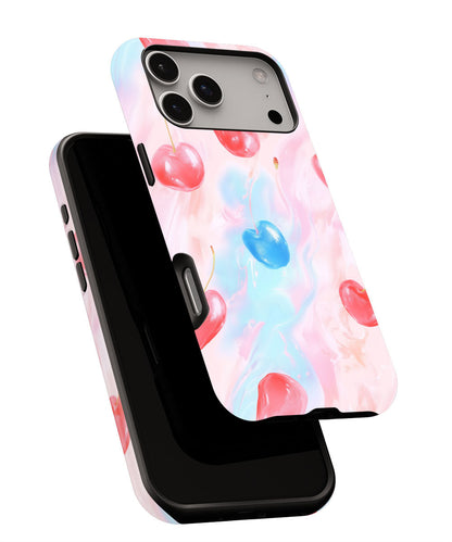 Double-Layer Semi-Handprinted Tough Matte Cherries iPhone Case