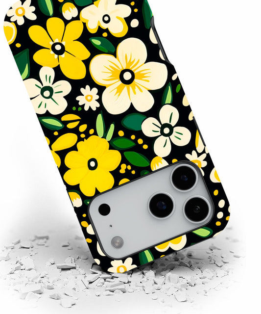 Double-Layer Semi-Handprinted Tough Matte Flowers iPhone Case
