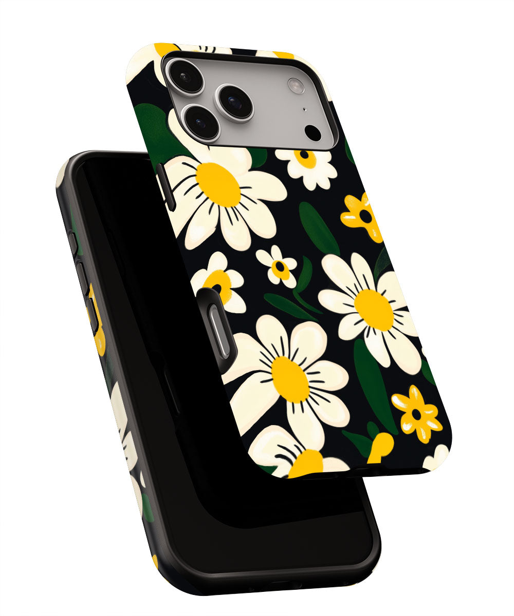 Double-Layer Semi-Handprinted Tough Matte Flowers iPhone Case