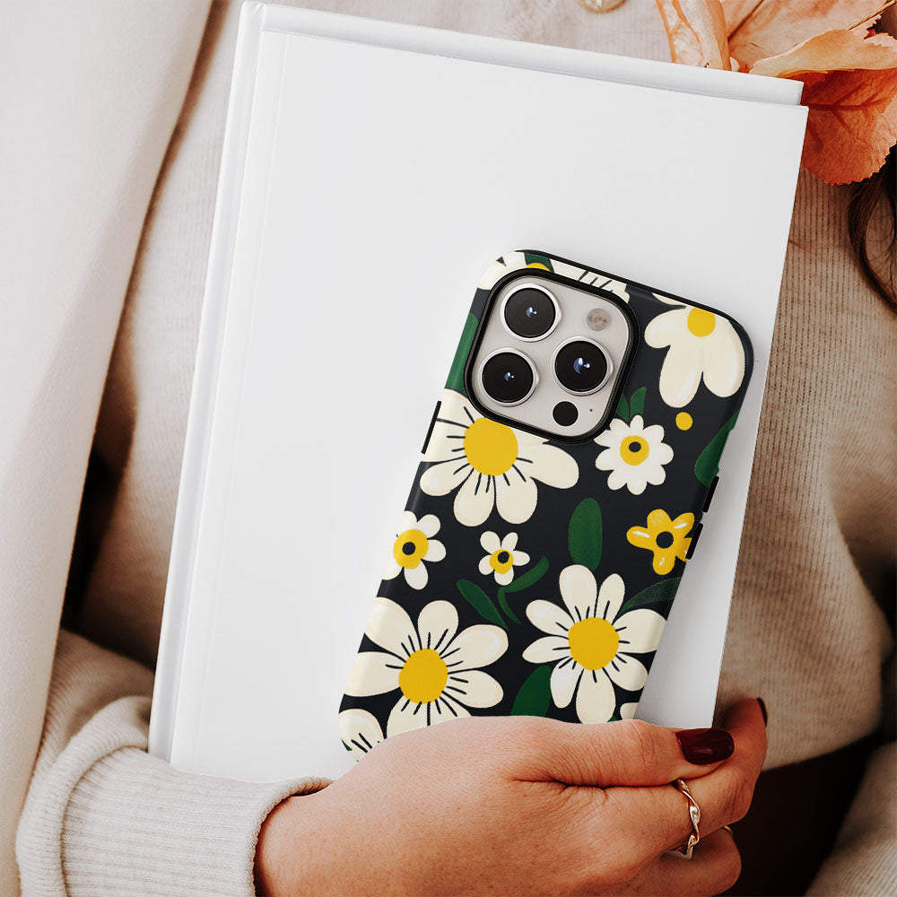 Double-Layer Semi-Handprinted Tough Matte Flowers iPhone Case