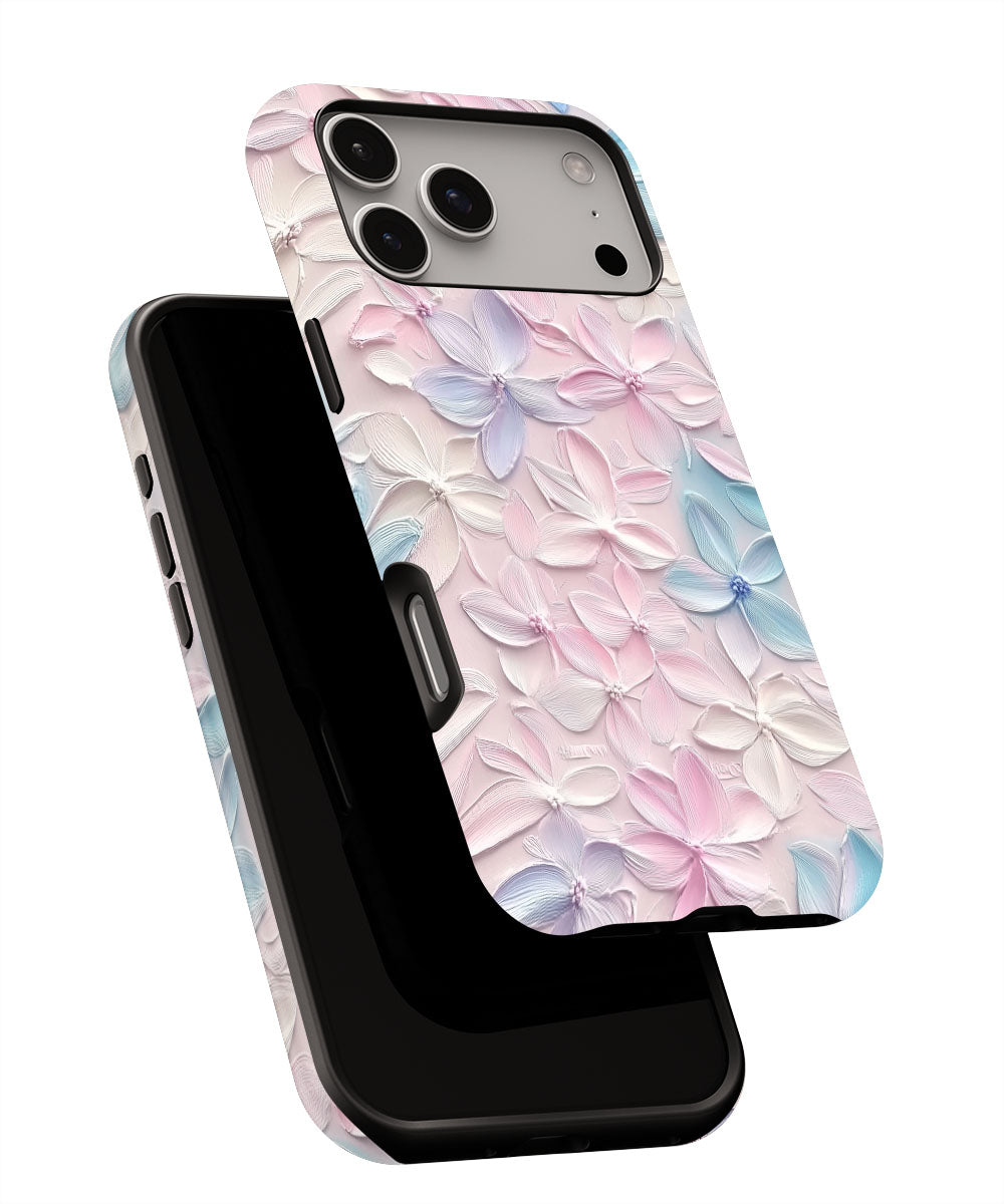 Double-Layer Semi-Handprinted Tough Matte Flowers iPhone Case