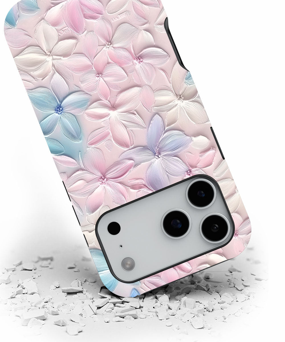 Double-Layer Semi-Handprinted Tough Matte Flowers iPhone Case