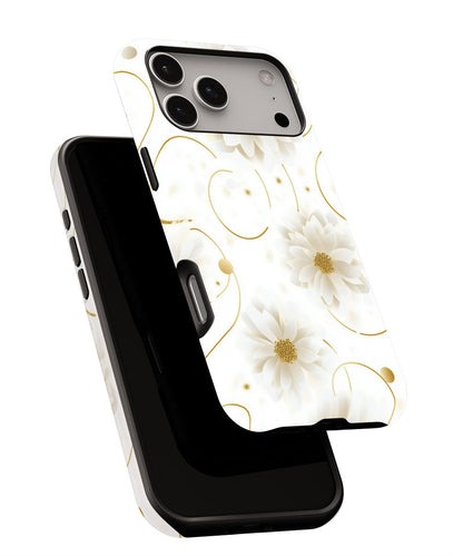 Double-Layer Semi-Handprinted Tough Matte Flowers iPhone Case
