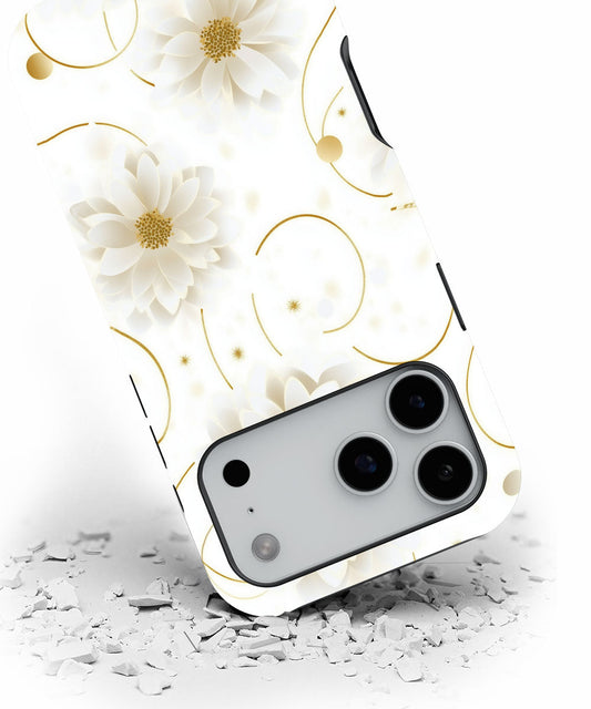 Double-Layer Semi-Handprinted Tough Matte Flowers iPhone Case