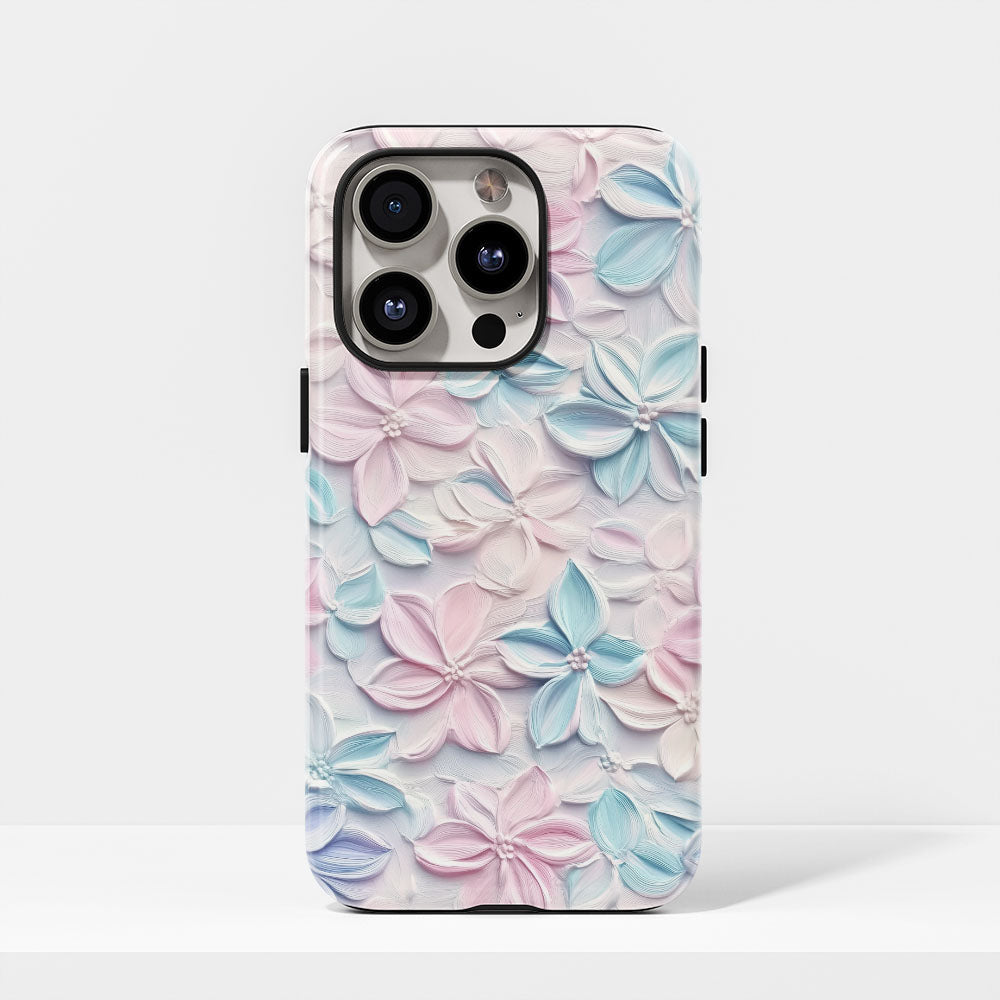 Double-Layer Semi-Handprinted Tough Matte Flowers iPhone Case