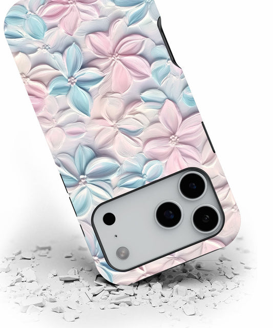 Double-Layer Semi-Handprinted Tough Matte Flowers iPhone Case
