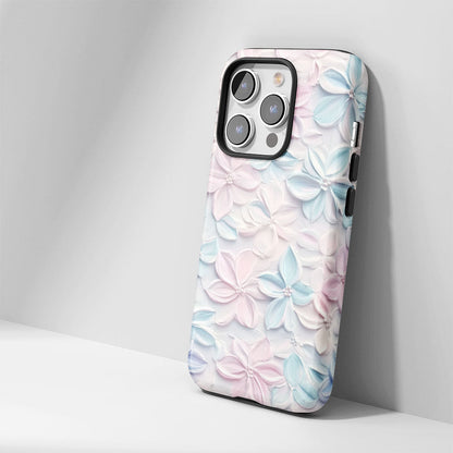 Double-Layer Semi-Handprinted Tough Matte Flowers iPhone Case