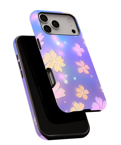 Double-Layer Semi-Handprinted Tough Matte Flowers iPhone Case